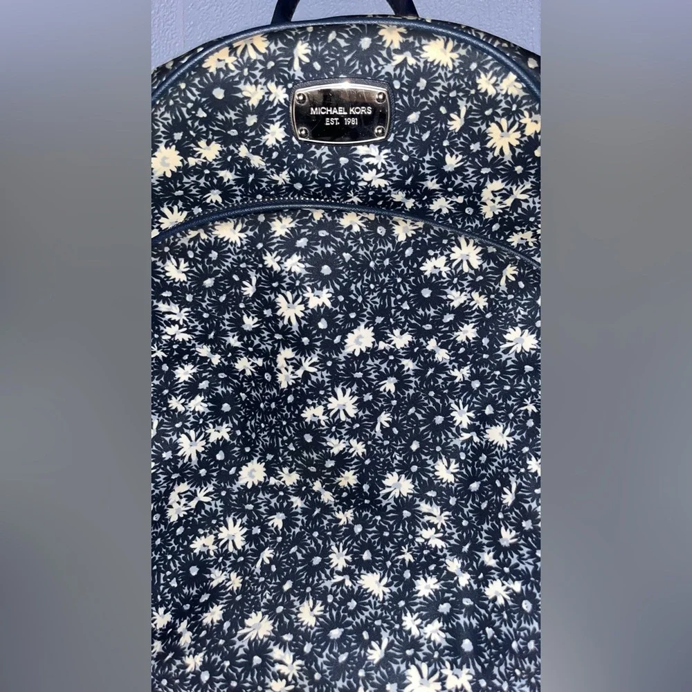 Michael Kors Navy and White Daisy Print Backpack